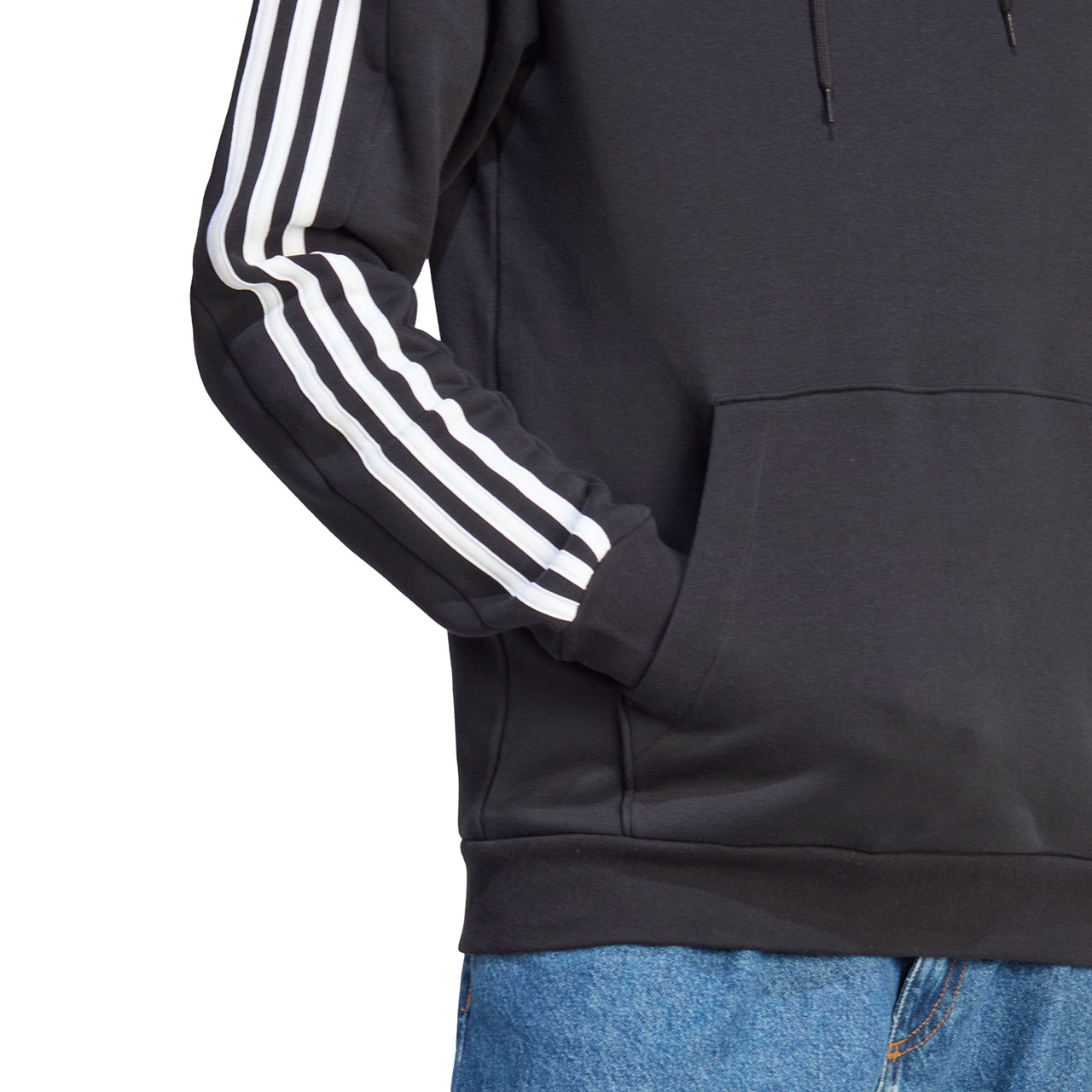 Bluza męska adidas Essentials Fleece 3-Stripes Hoodie czarna – ujęcie 5