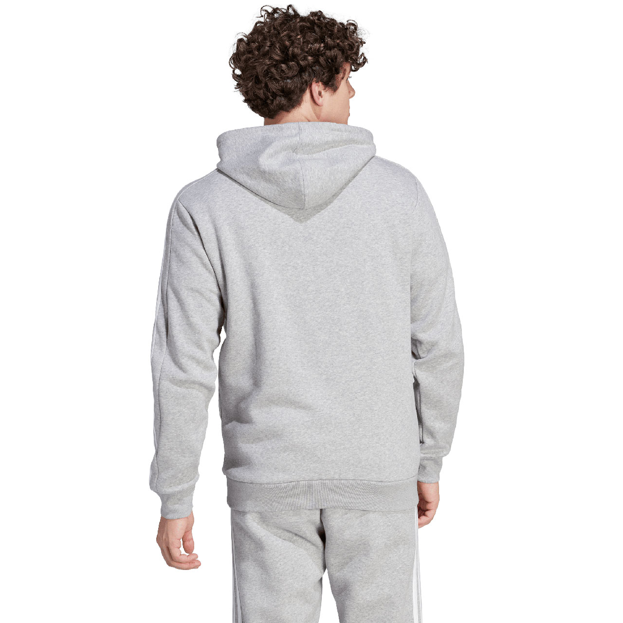 Bluza męska adidas Essentials Fleece 3-Stripes Hoodie szara – ujęcie 2