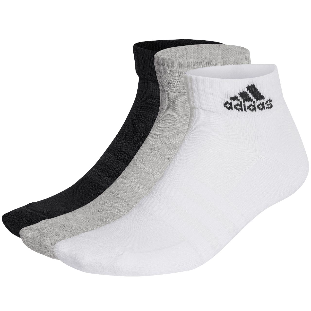 Skarpety adidas Cushioned Sportswear Ankle Socks 3P białe, szare, czarne