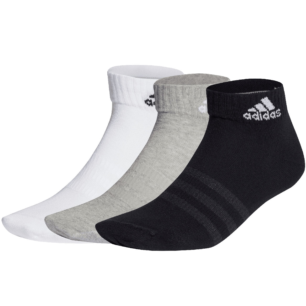 Skarpety adidas Thin and Light Ankle Socks 3P białe, szare, czarne