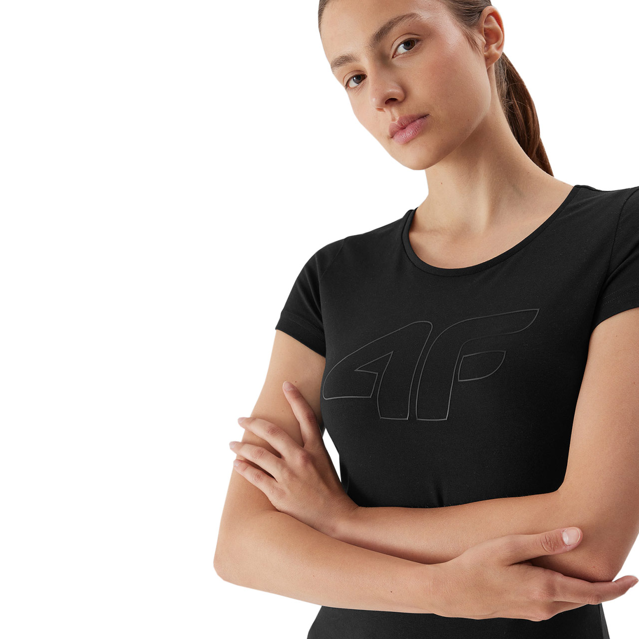 Koszulka damska 4F F0907 głęboka czerń 4FAW23TTSHF0907 – ujęcie 5