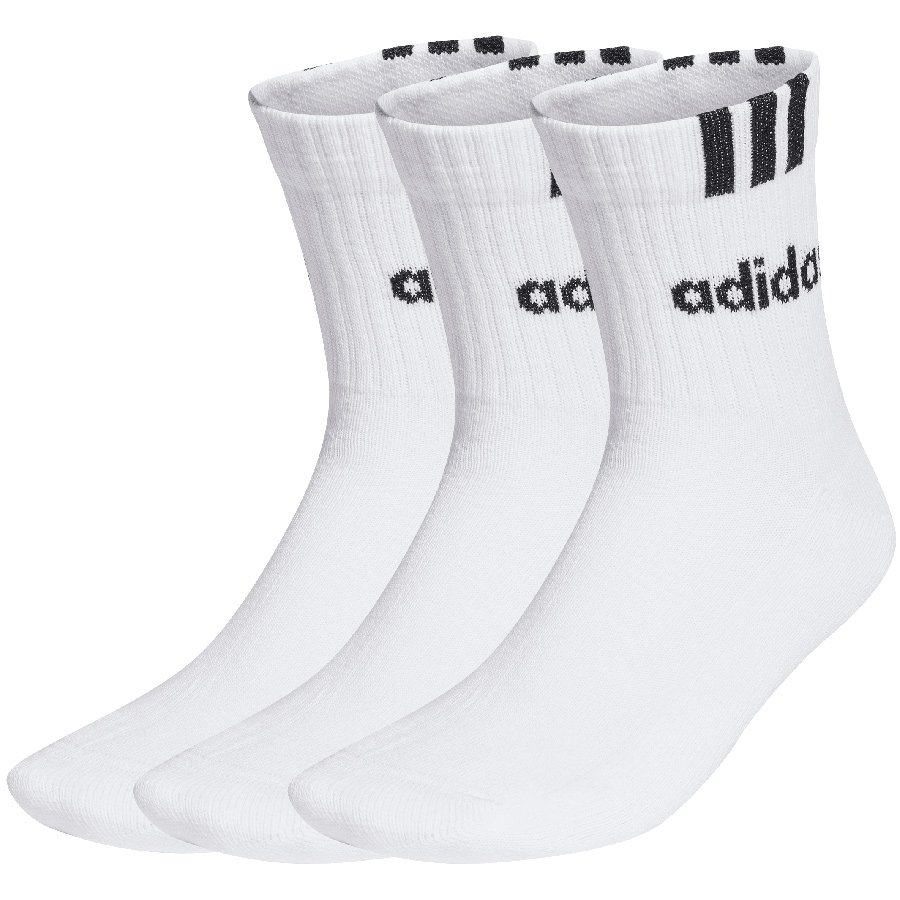 Skarpety adidas 3-Stripes Linear Half-Crew Cushioned 3P białe