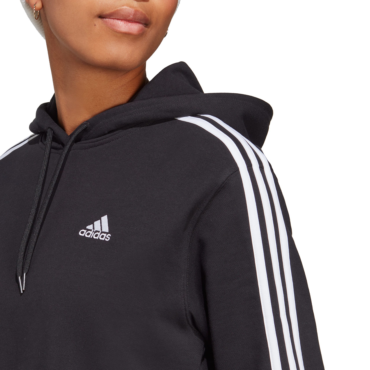 Bluza damska adidas Essentials 3-Stripes French Terry Crop Hoodie czarna – ujęcie 5