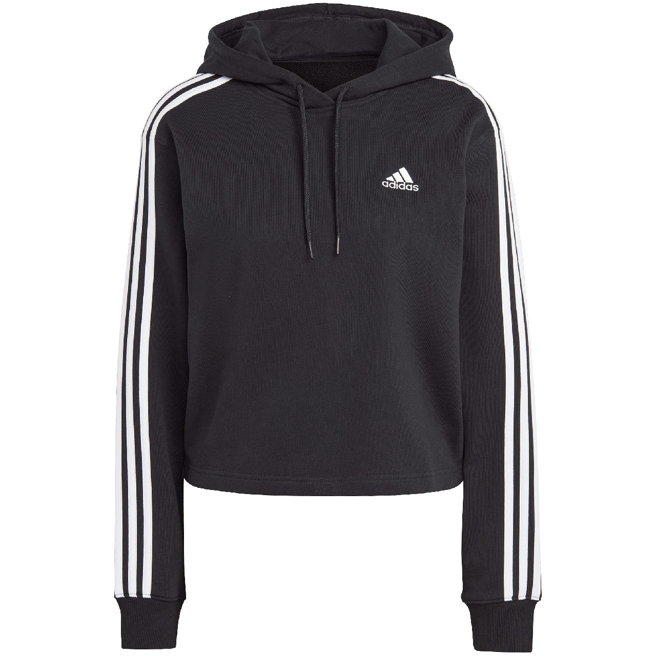 Bluza damska adidas Essentials 3-Stripes French Terry Crop Hoodie czarna