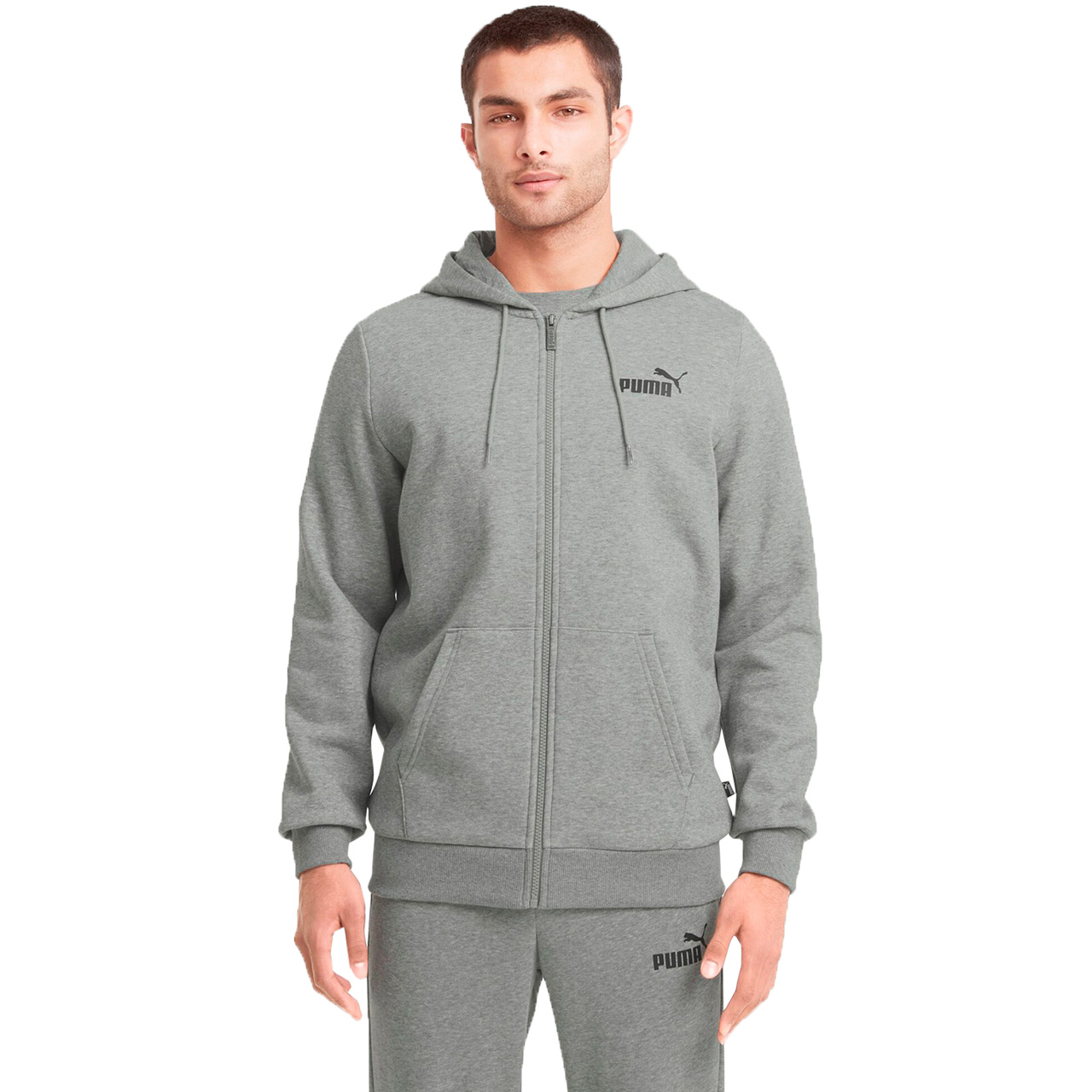 Bluza męska Puma ESS Small Logo FZ Hoodie FL szary – ujęcie 3