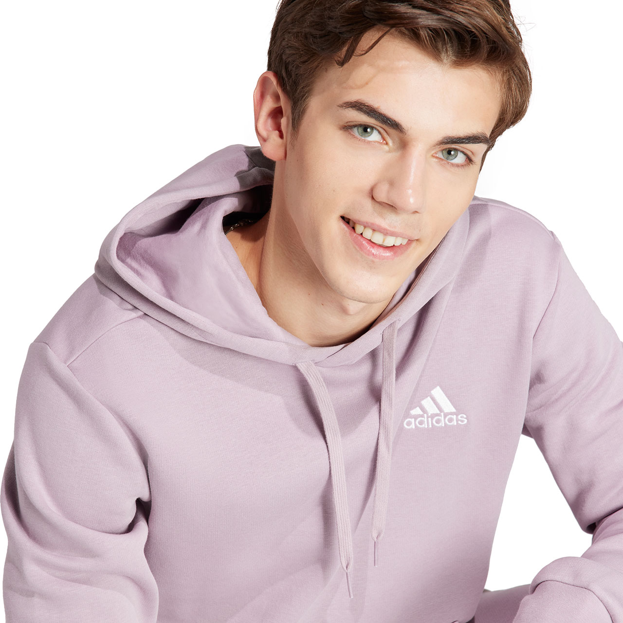 Bluza męska adidas Essentials Fleece Hoodie fioletowa – ujęcie 4