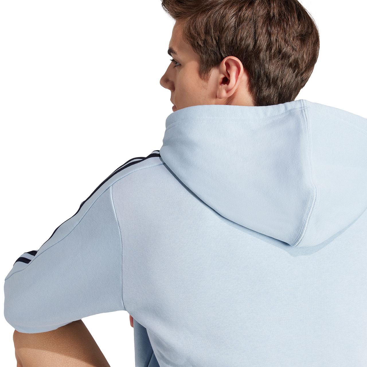 Bluza męska adidas Essentials Fleece 3-Stripes Hoodie niebieska – ujęcie 5