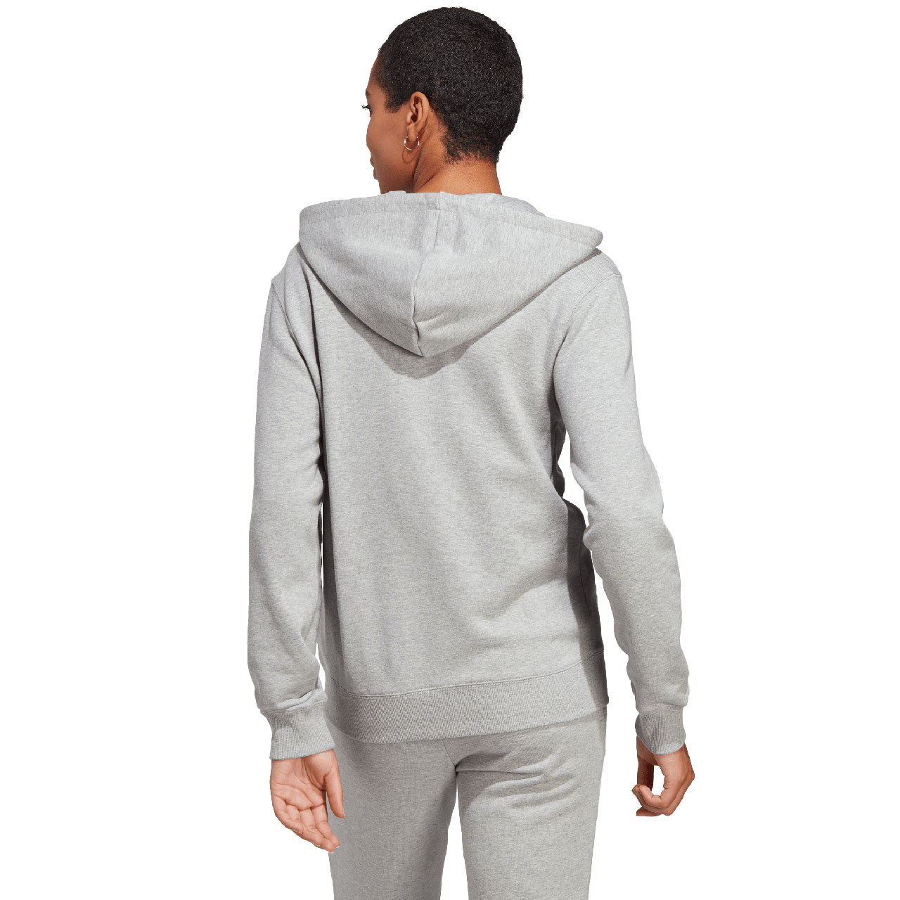 Bluza damska adidas Essentials Linear Full-Zip French Terry Hoodie szara – ujęcie 2