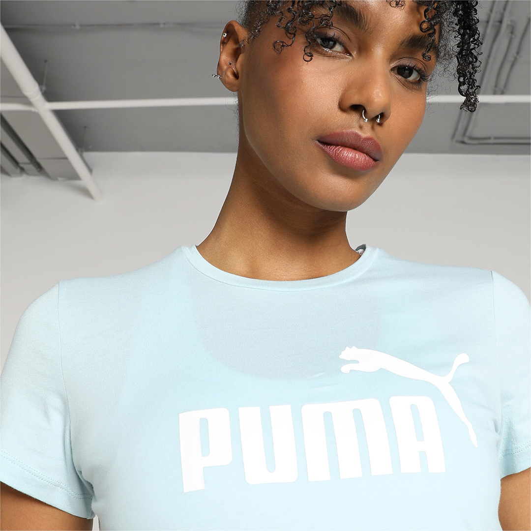 Koszulka damska Puma ESS Logo Tee niebieska – ujęcie 4
