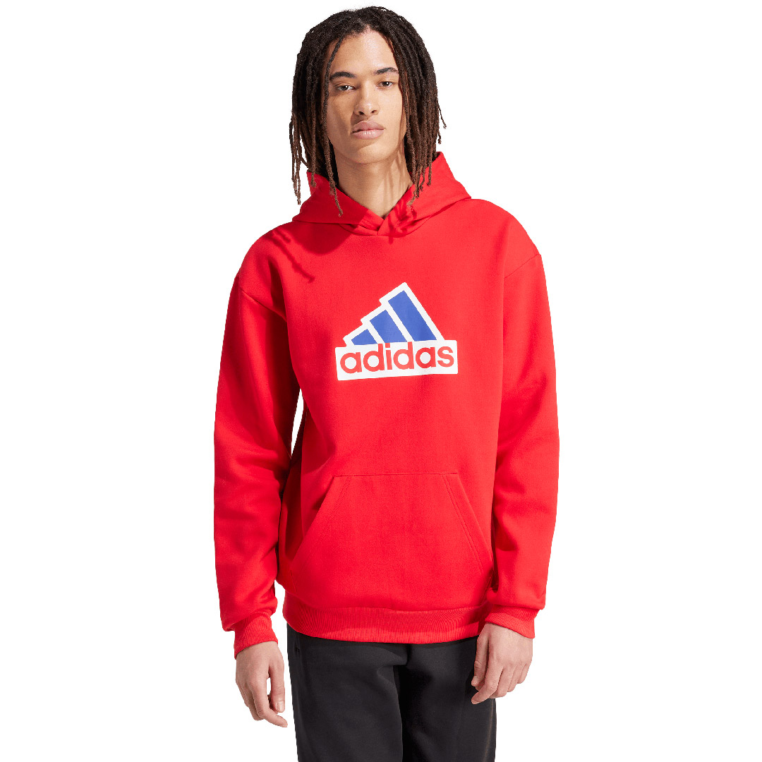 Bluza męska adidas FI BOS HD OLY czerwona – ujęcie 3
