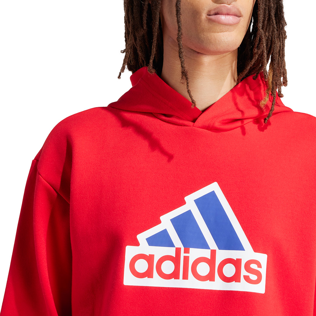 Bluza męska adidas FI BOS HD OLY czerwona – ujęcie 4