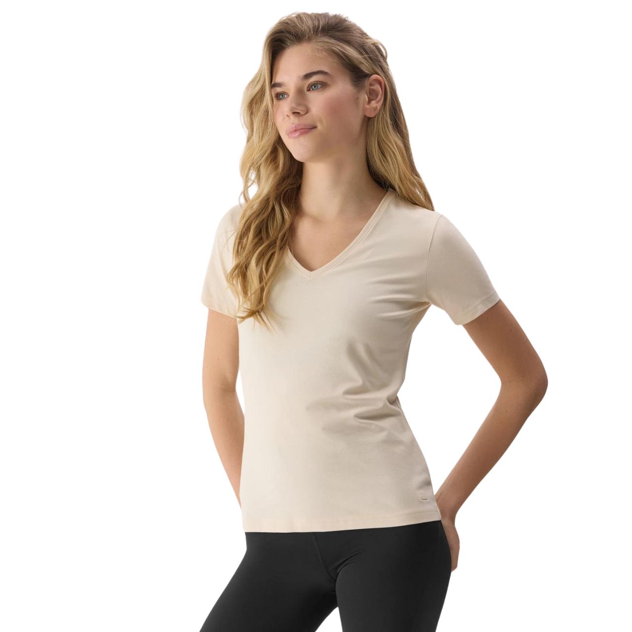 Koszulka damska 4F F1359 beżowa 4FWSS24TTSHF1359