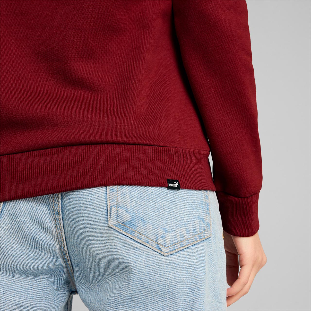 Bluza damska Puma Ess+ Logo LAB Hoodie FL bordowa – ujęcie 7