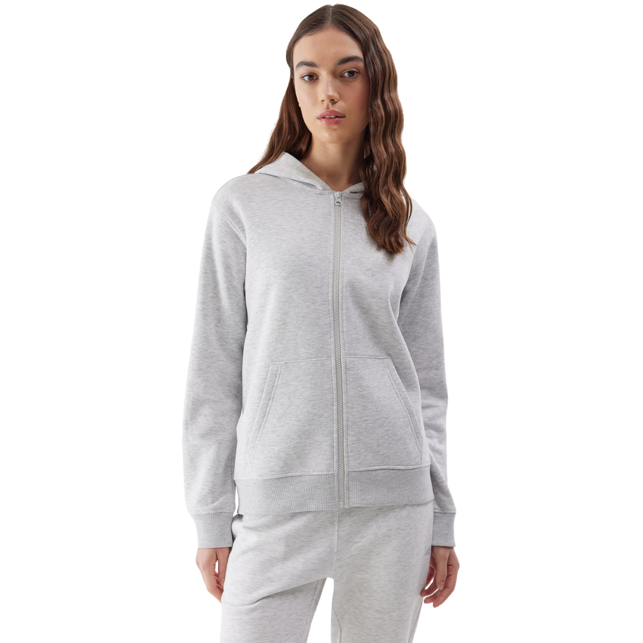 Bluza damska 4F F0956 chłodny jasny szary melanż 4FWSS24TSWSF0956