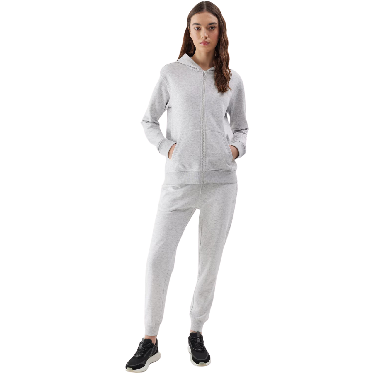 Bluza damska 4F F0956 chłodny jasny szary melanż 4FWSS24TSWSF0956 – ujęcie 3