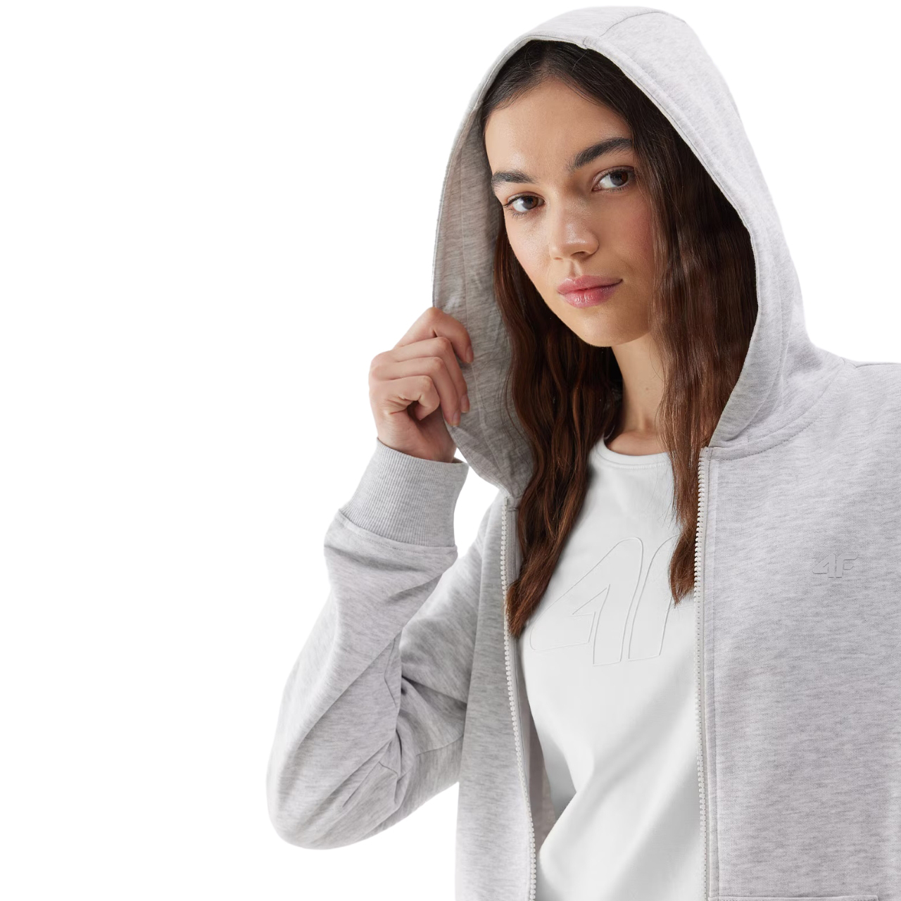 Bluza damska 4F F0956 chłodny jasny szary melanż 4FWSS24TSWSF0956 – ujęcie 6