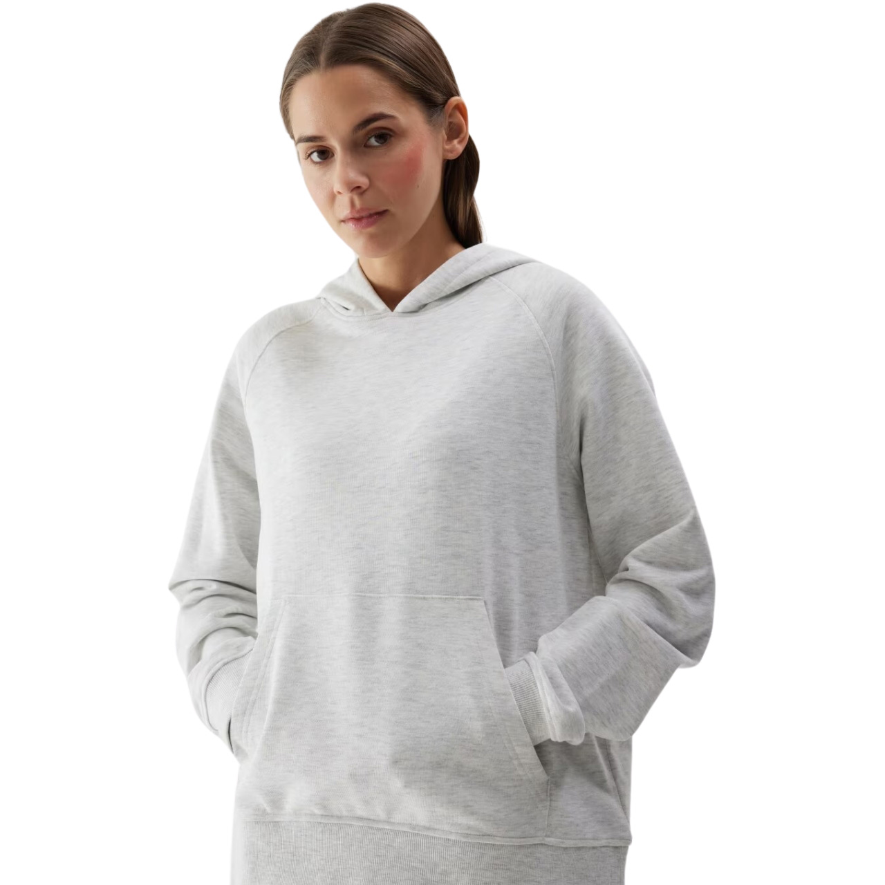 Bluza damska 4F F0955 chłodny jasny szary melanż 4FWSS24TSWSF0955