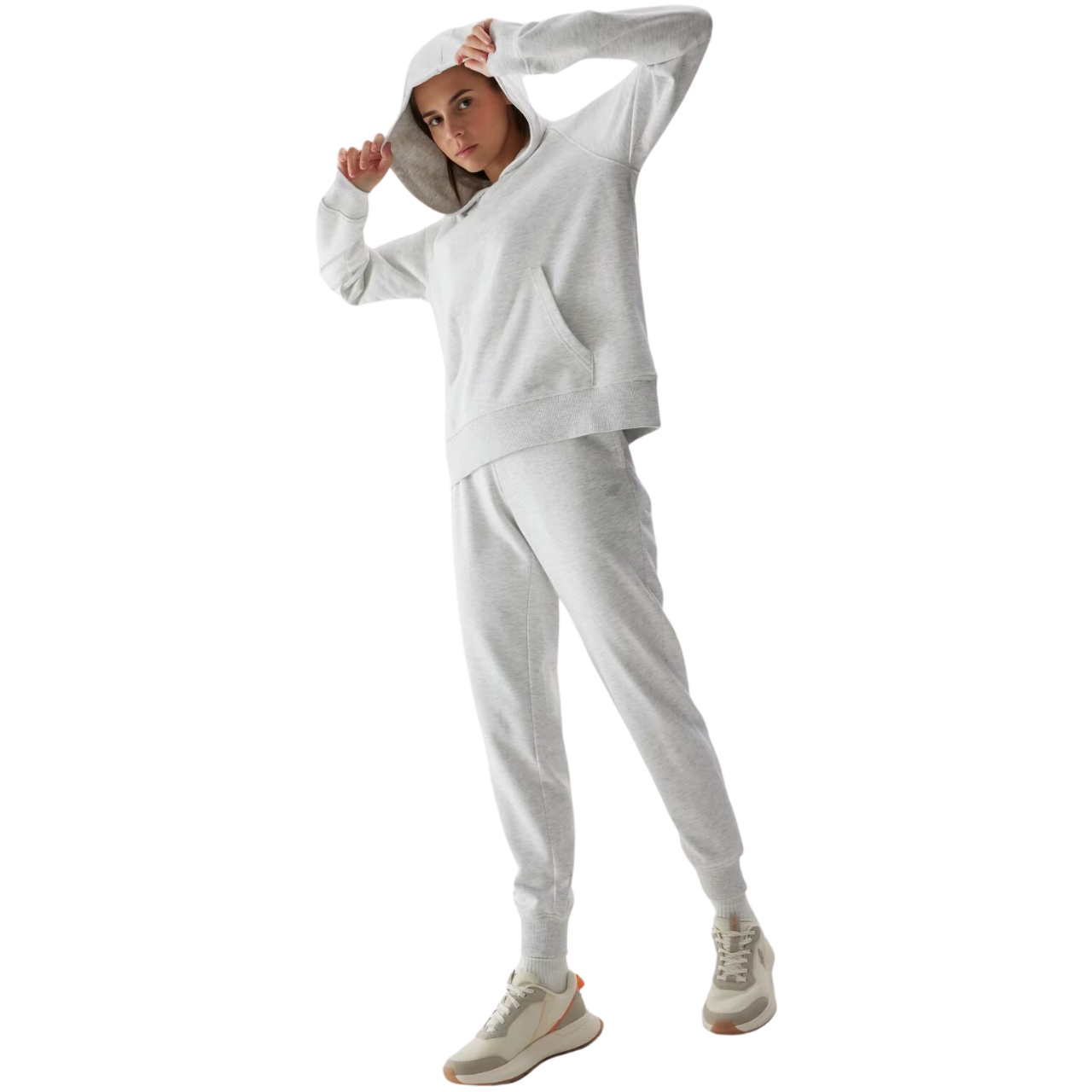 Bluza damska 4F F0955 chłodny jasny szary melanż 4FWSS24TSWSF0955 – ujęcie 3