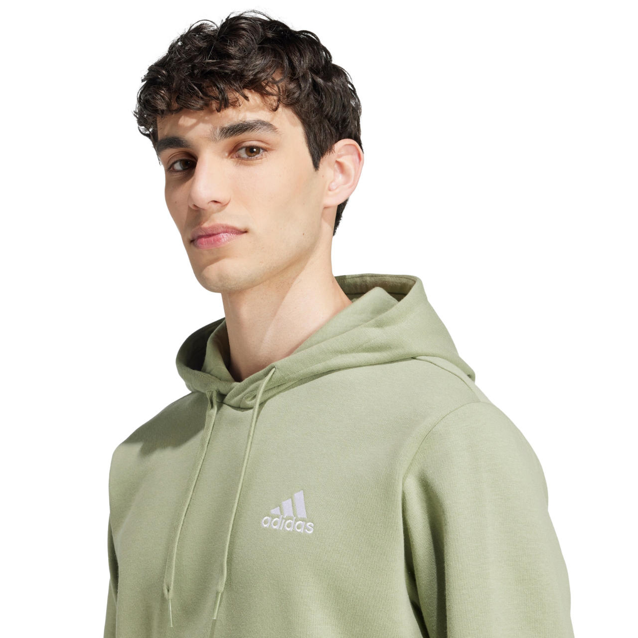 Bluza męska adidas Essentials Fleece Hoodie zielona – ujęcie 5