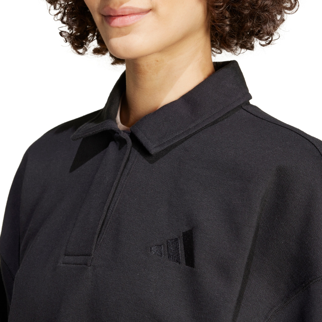 Bluza damska adidas ALL SZN French Terry Polo czarna – ujęcie 5