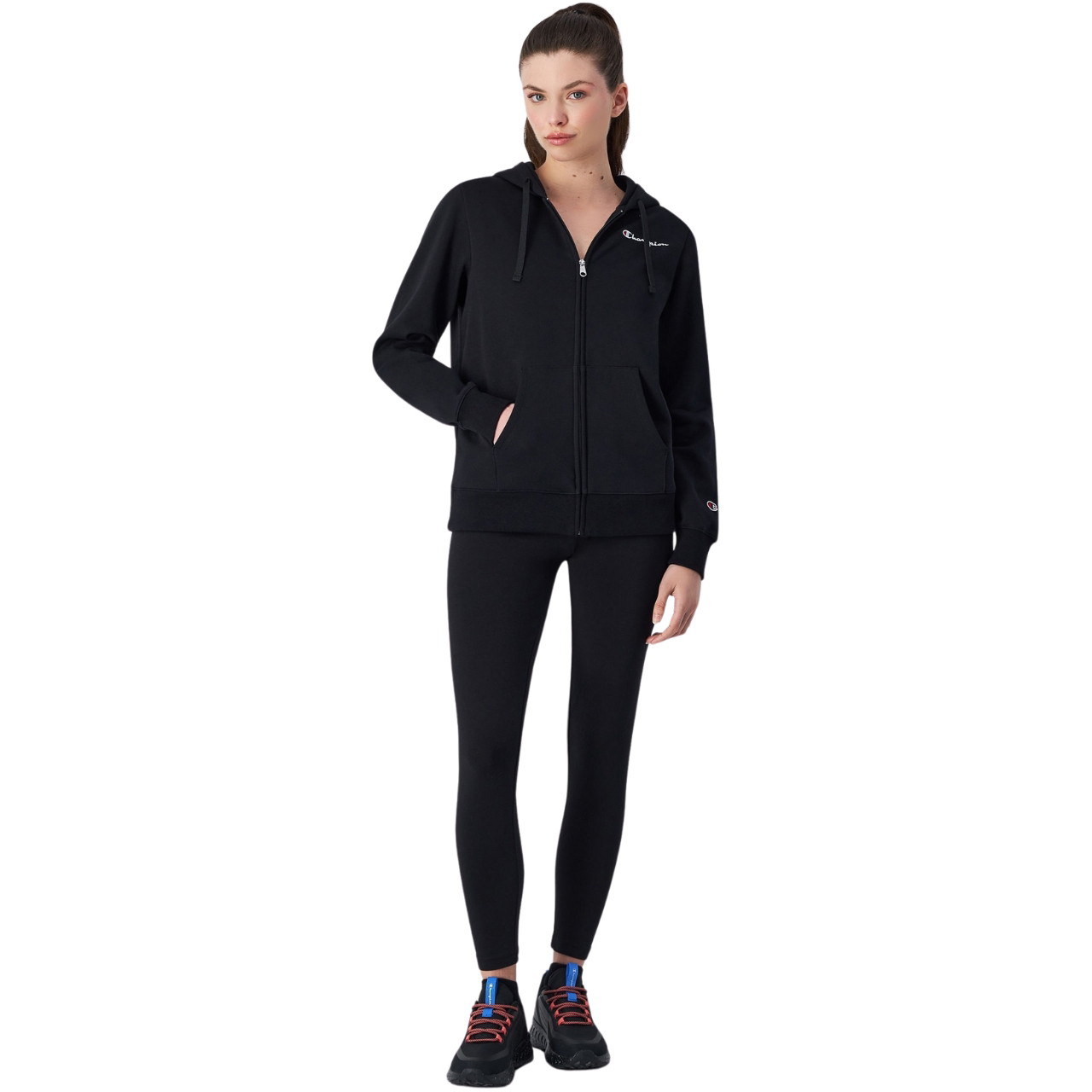 Bluza damska Champion Full Zip Hoodie czarna – ujęcie 4