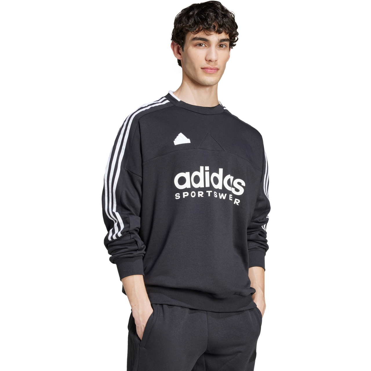 Bluza męska adidas House of Tiro Fleece czarno-biała – ujęcie 4
