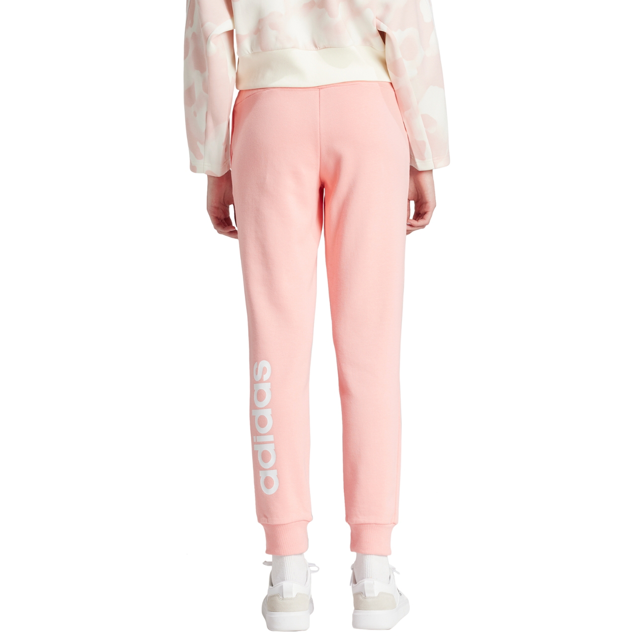 Spodnie damskie adidas Linear French Terry Cuffed różowe – ujęcie 3