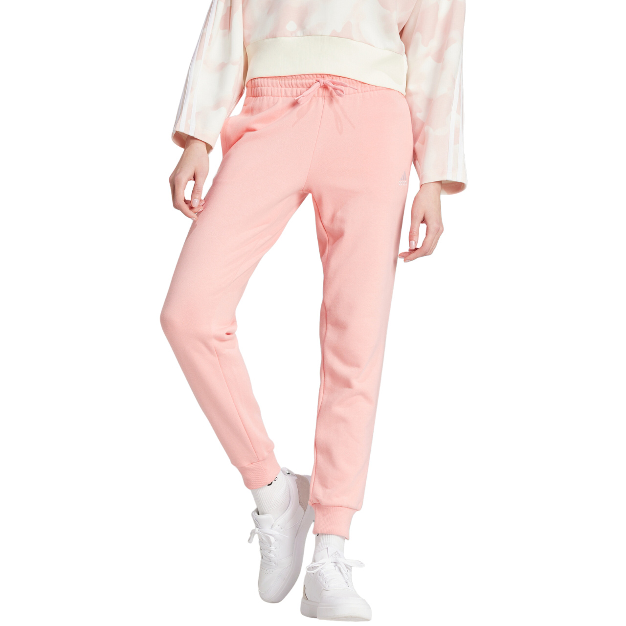 Spodnie damskie adidas Linear French Terry Cuffed różowe