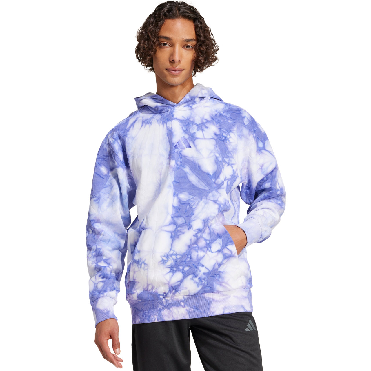 Bluza męska adidas ALL SZN Fleece Washed Hoodie niebiesko-biała