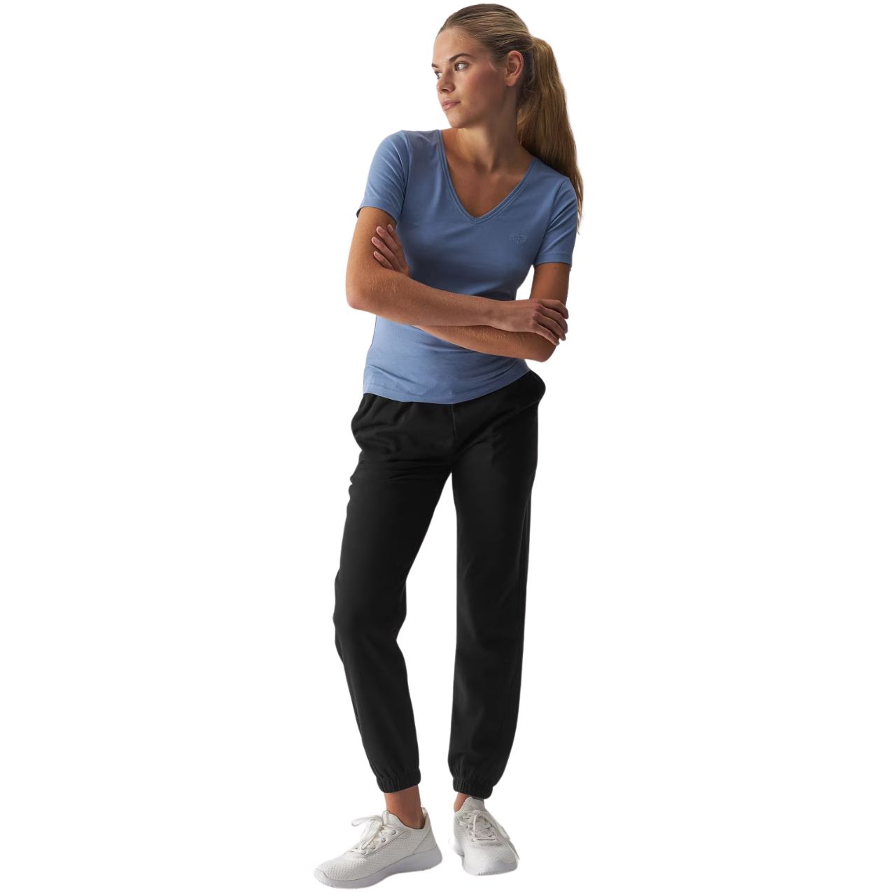 Koszulka damska 4F F1649 niebieska 4FWAW24TTSHF1649 – ujęcie 4