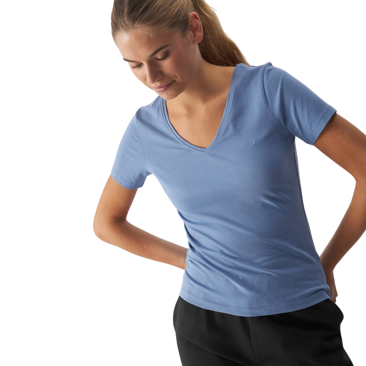 Koszulka damska 4F F1649 niebieska 4FWAW24TTSHF1649 – ujęcie 5