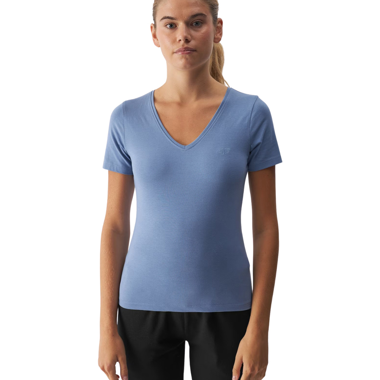 Koszulka damska 4F F1649 niebieska 4FWAW24TTSHF1649