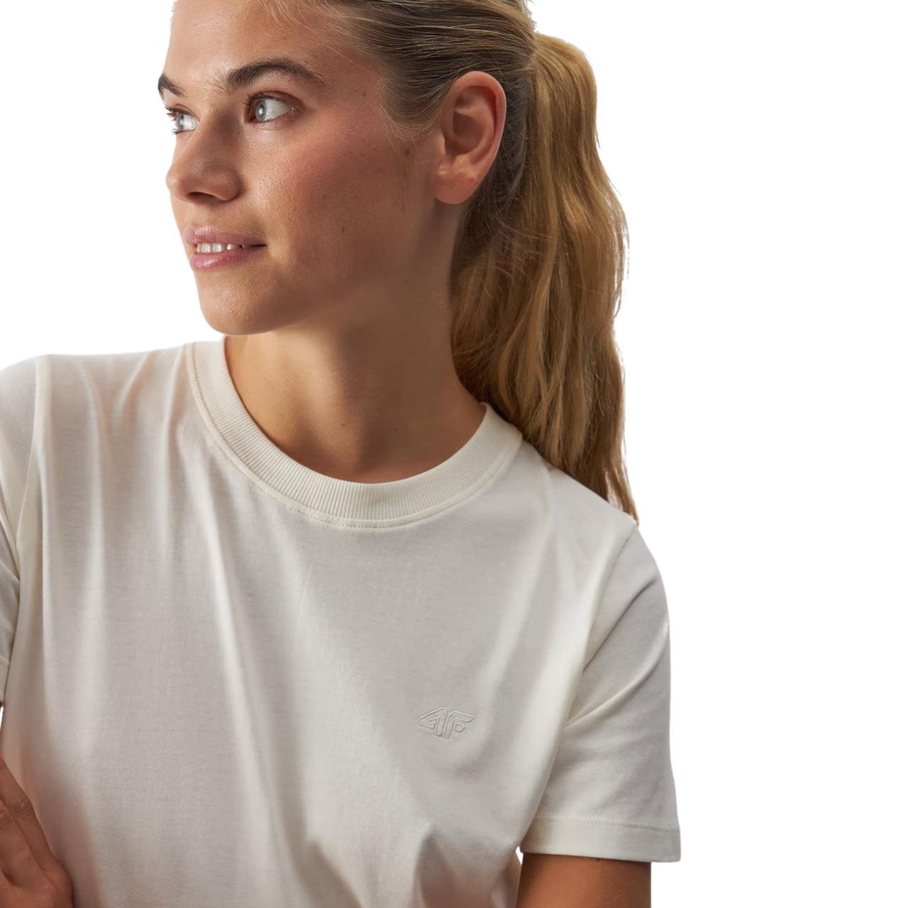 Koszulka damska 4F F1650 beżowa 4FWAW24TTSHF1650 – ujęcie 3