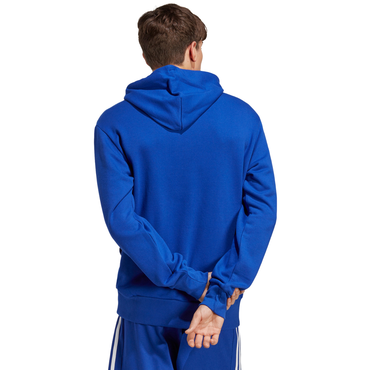 Bluza męska adidas Essentials French Terry Big Logo Hoodie niebieska – ujęcie 3