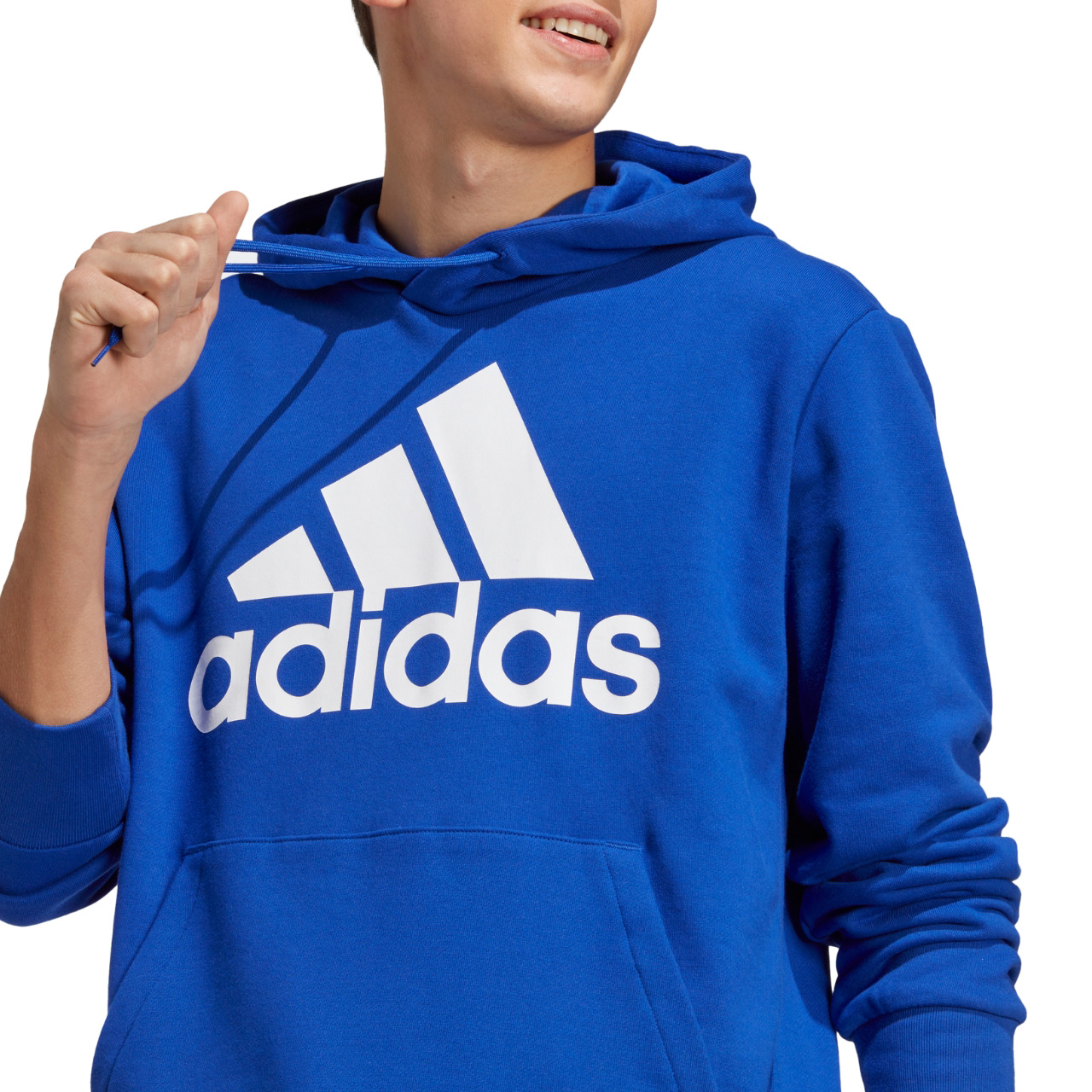 Bluza męska adidas Essentials French Terry Big Logo Hoodie niebieska – ujęcie 5