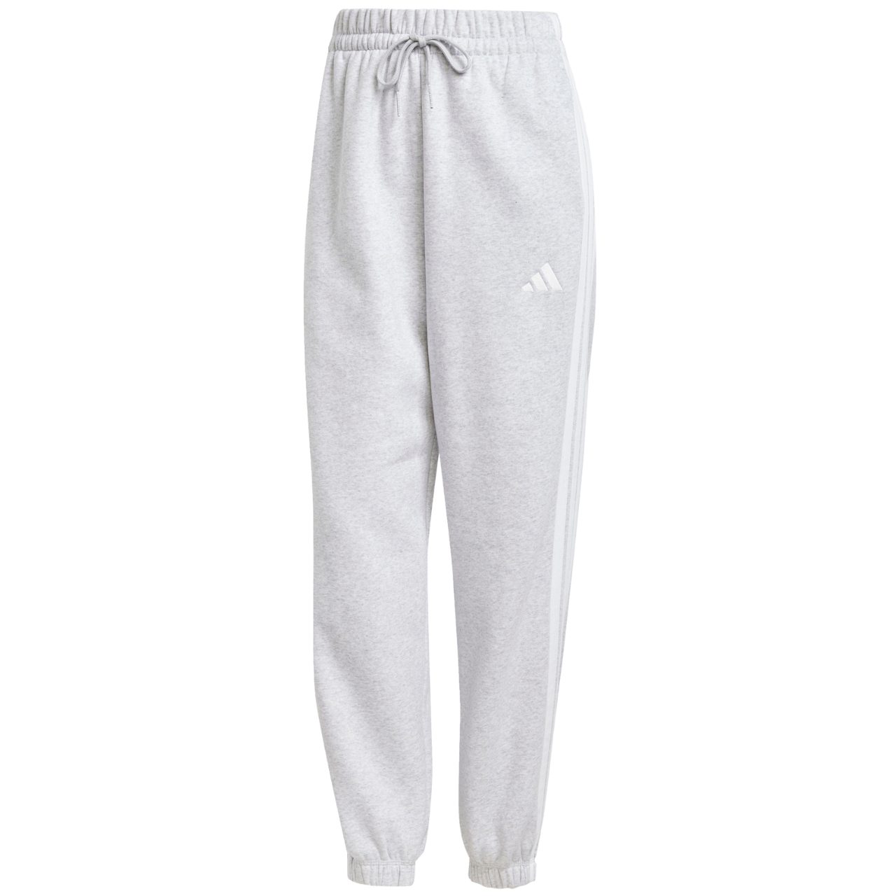 Spodnie damskie adidas Essentials 3-Stripes Fleece Loose-Fit szare – ujęcie 2