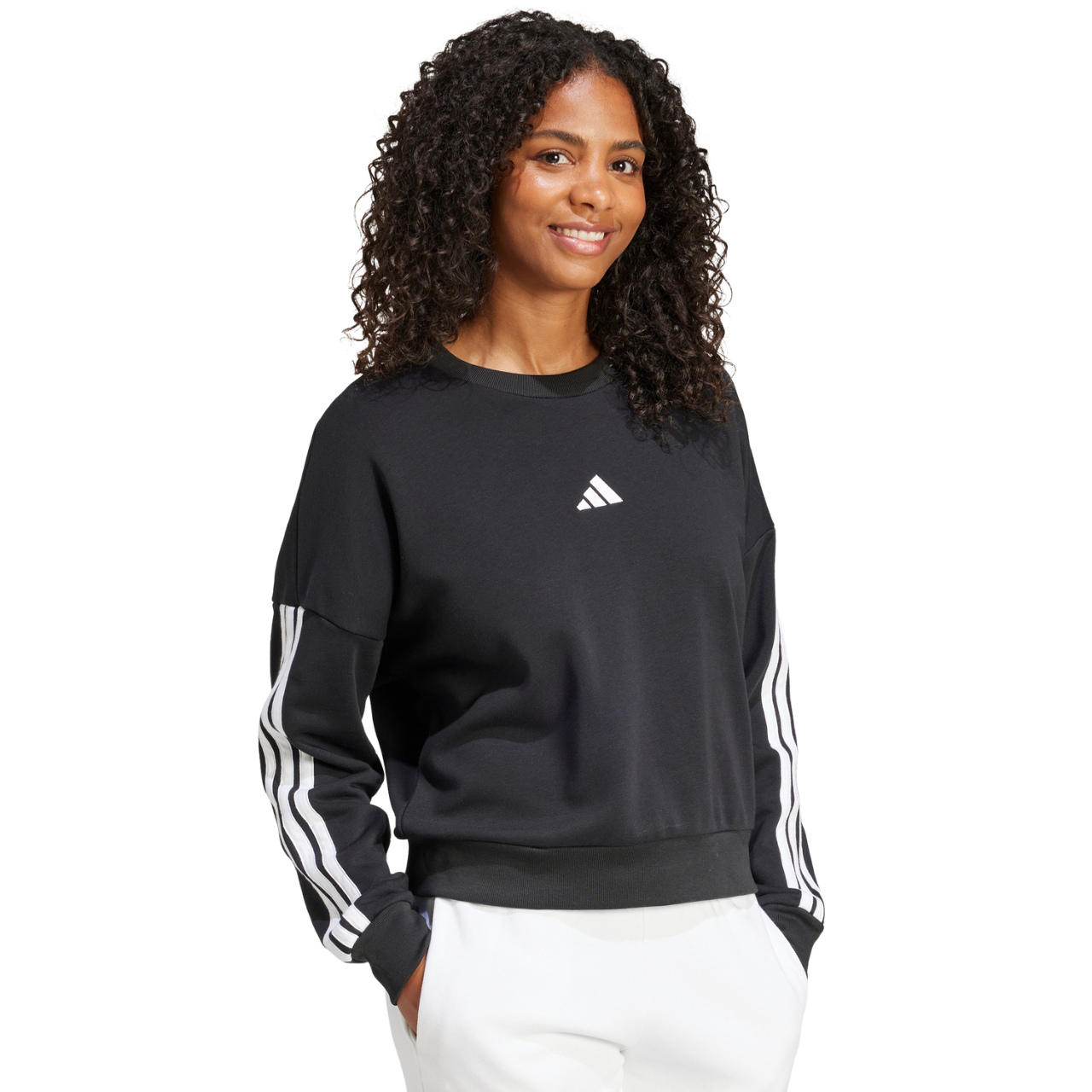 Bluza damska adidas Essentials 3-Stripes French Terry czarna – ujęcie 4