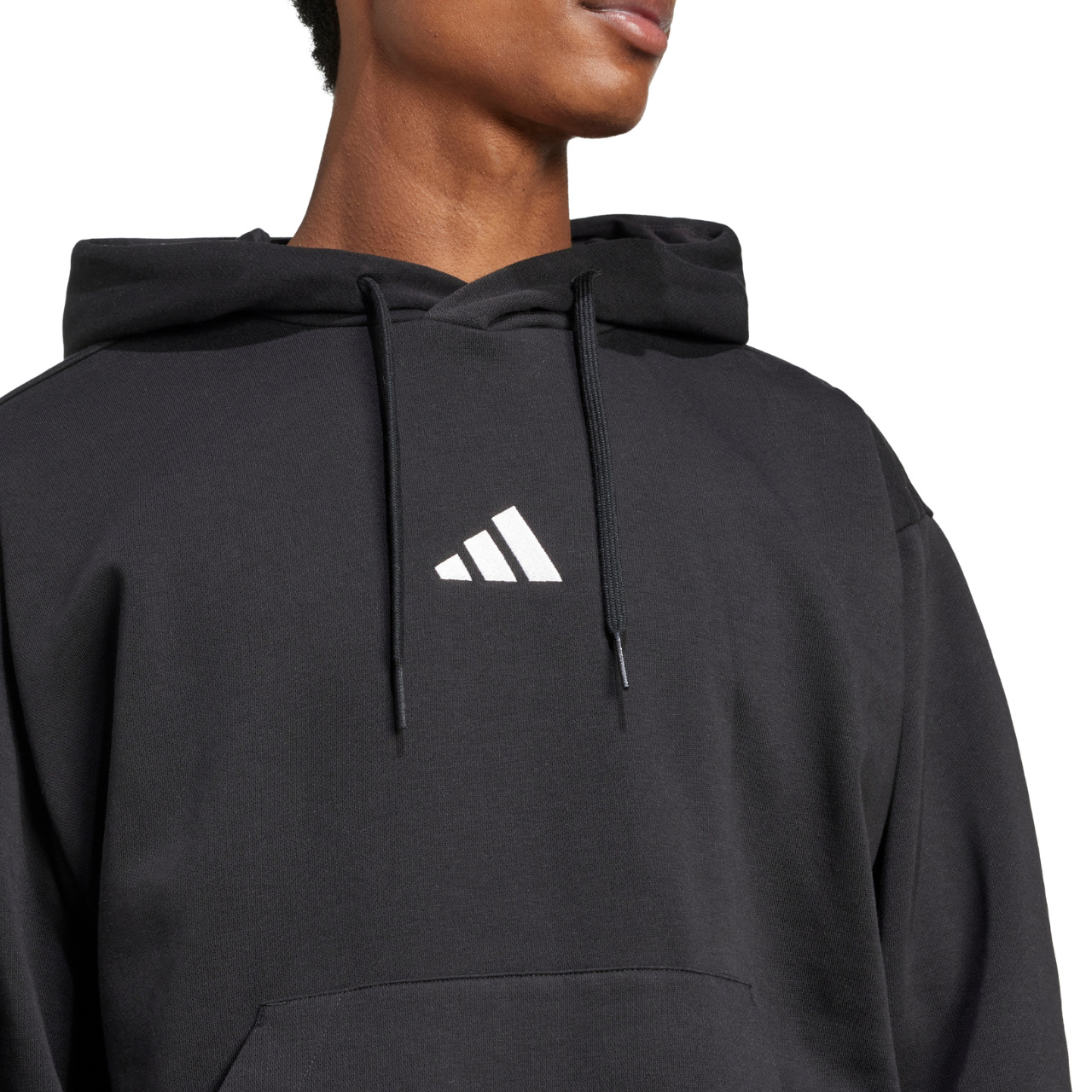Bluza męska adidas Essentials Feelcozy Fleece Hoodie czarna – ujęcie 5