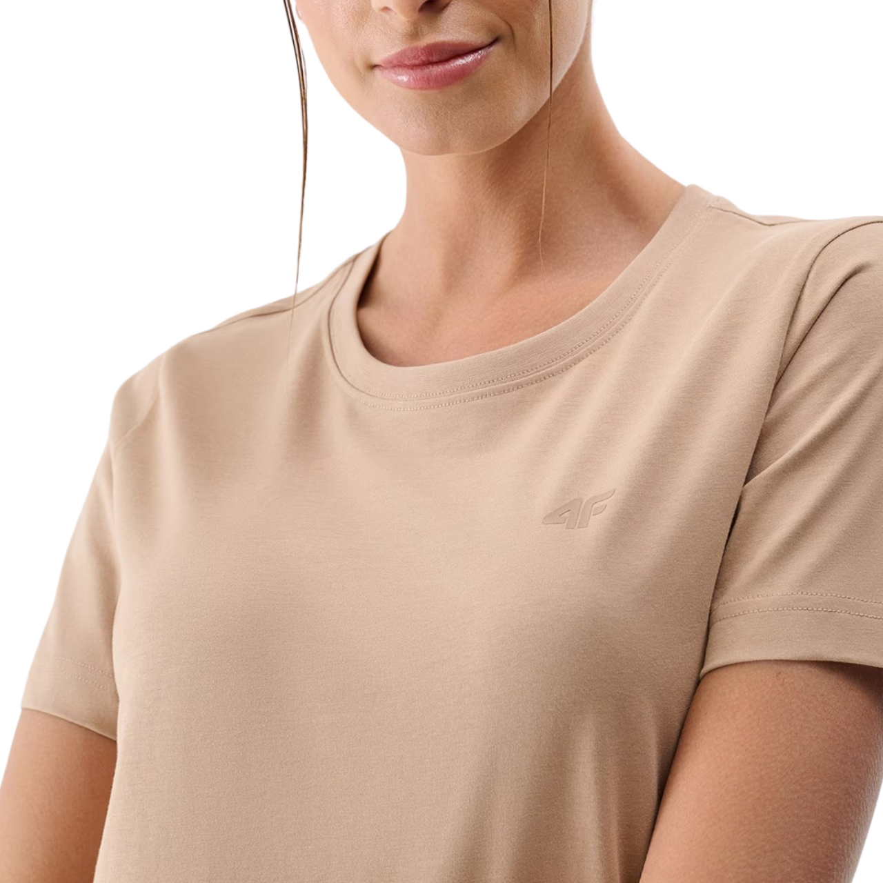 Koszulka damska 4F F2356 beżowa 4FWMM00TTSHF2356 – ujęcie 4