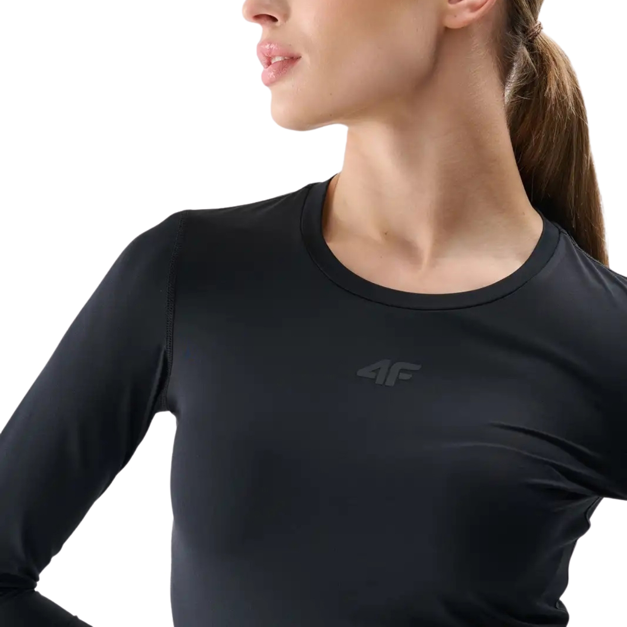 Koszulka damska 4F Longsleeve FNK F324 głęboka czerń 4FRSS25TFLOF324 – ujęcie 3