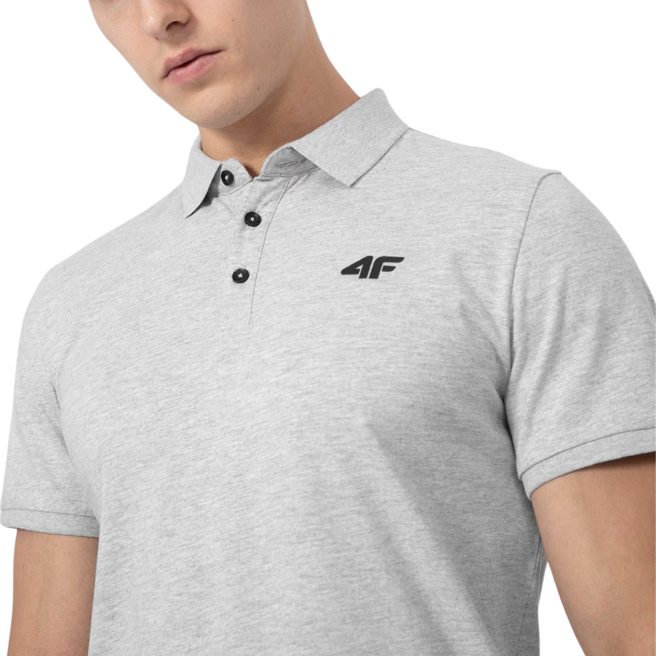 Koszulka męska 4F chłodny jasny szary melanż H4L22 – ujęcie 5