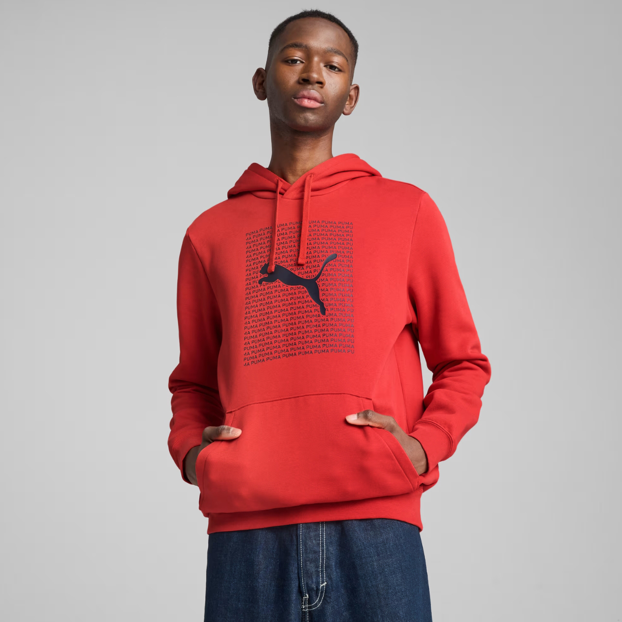 Bluza męska Puma Ess Logo Lab Hoodie FL czerwona – ujęcie 3