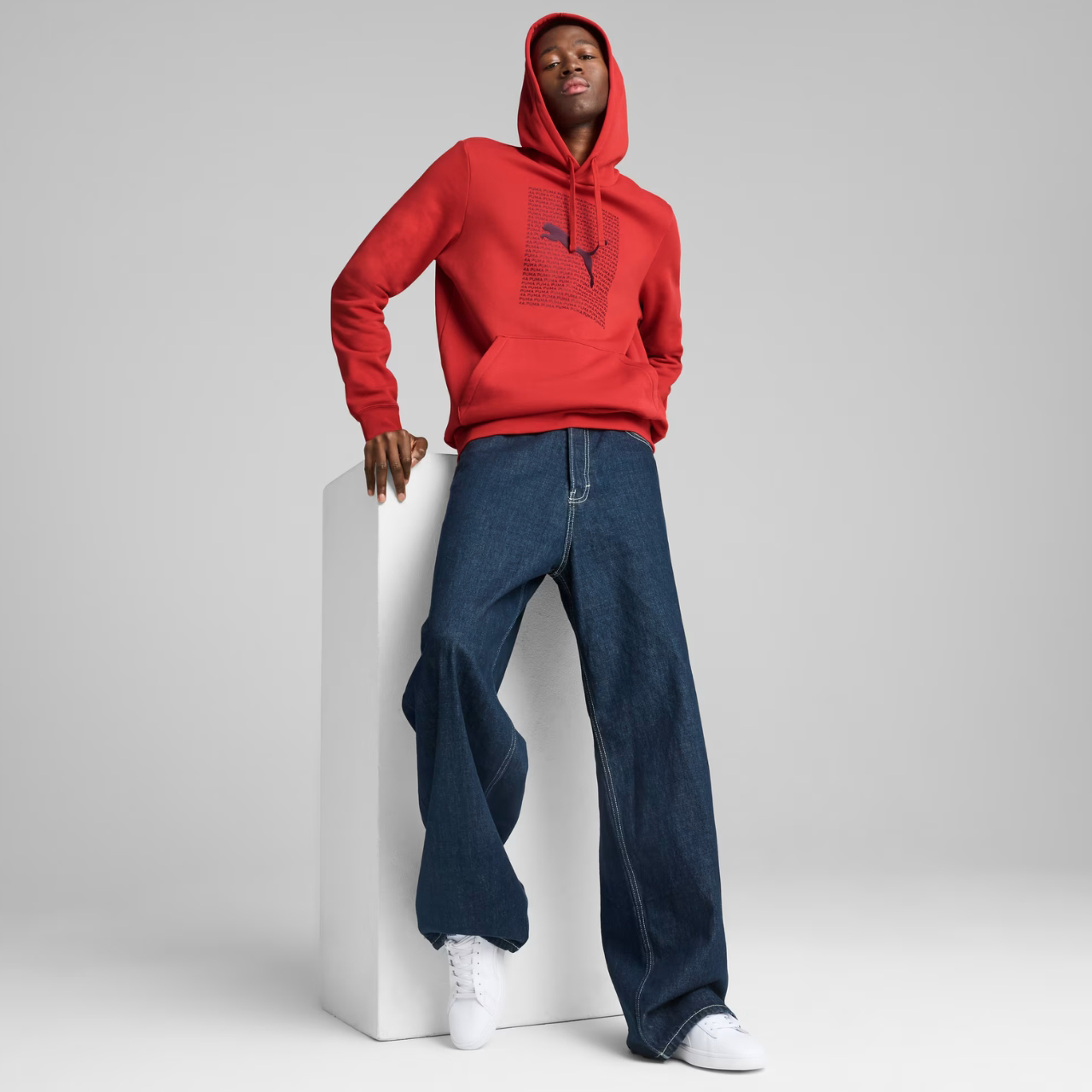 Bluza męska Puma Ess Logo Lab Hoodie FL czerwona – ujęcie 5