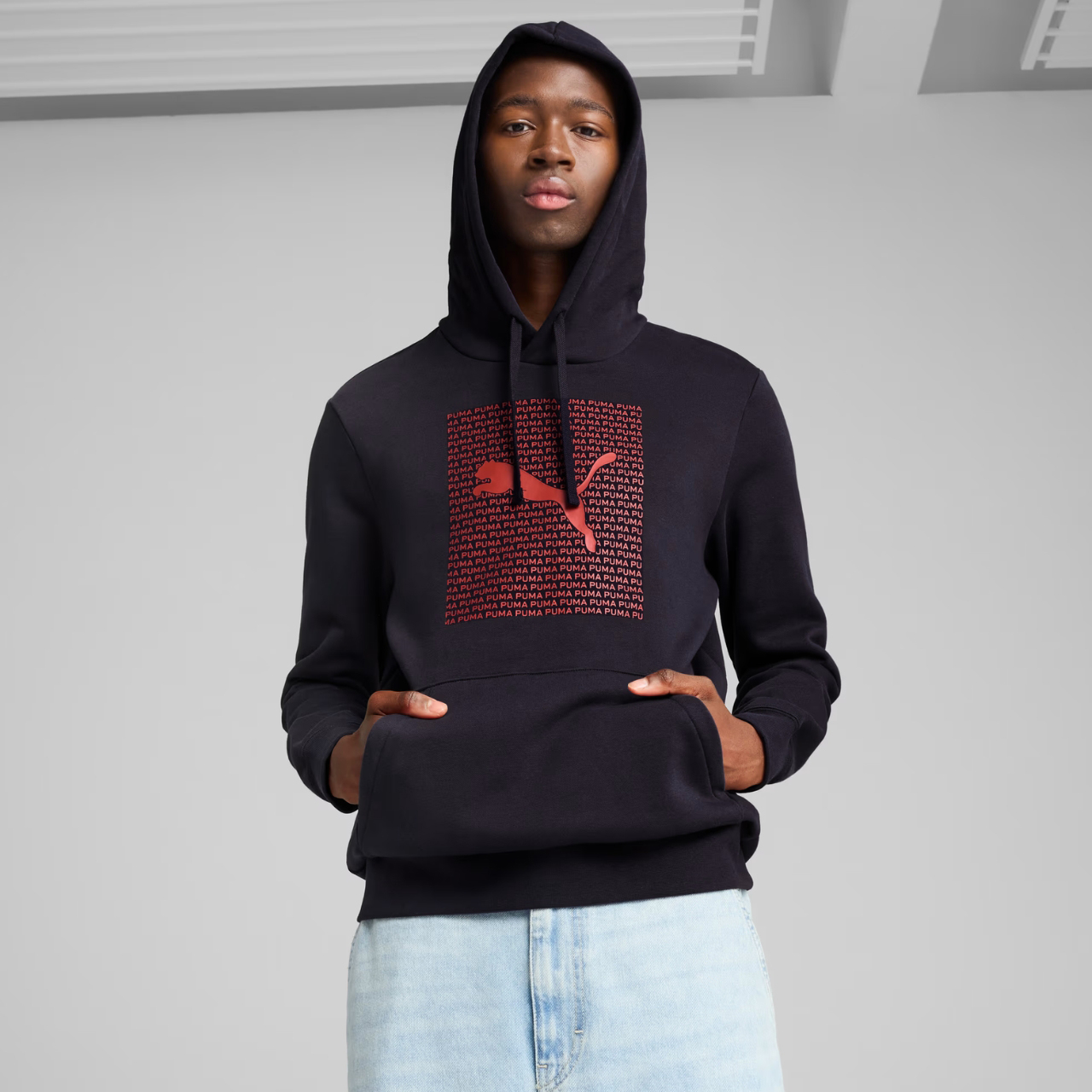 Bluza męska Puma Ess Logo Lab Hoodie FL granatowa – ujęcie 3