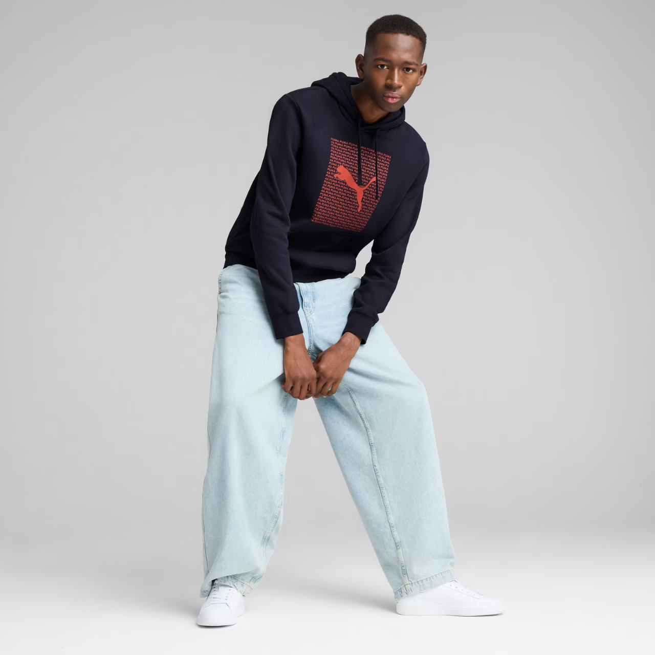 Bluza męska Puma Ess Logo Lab Hoodie FL granatowa – ujęcie 5