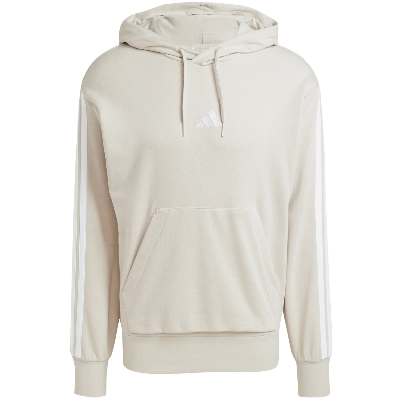 Bluza męska adidas Essentials 3-Stripes French Terry Hoodie beżowa – ujęcie 2