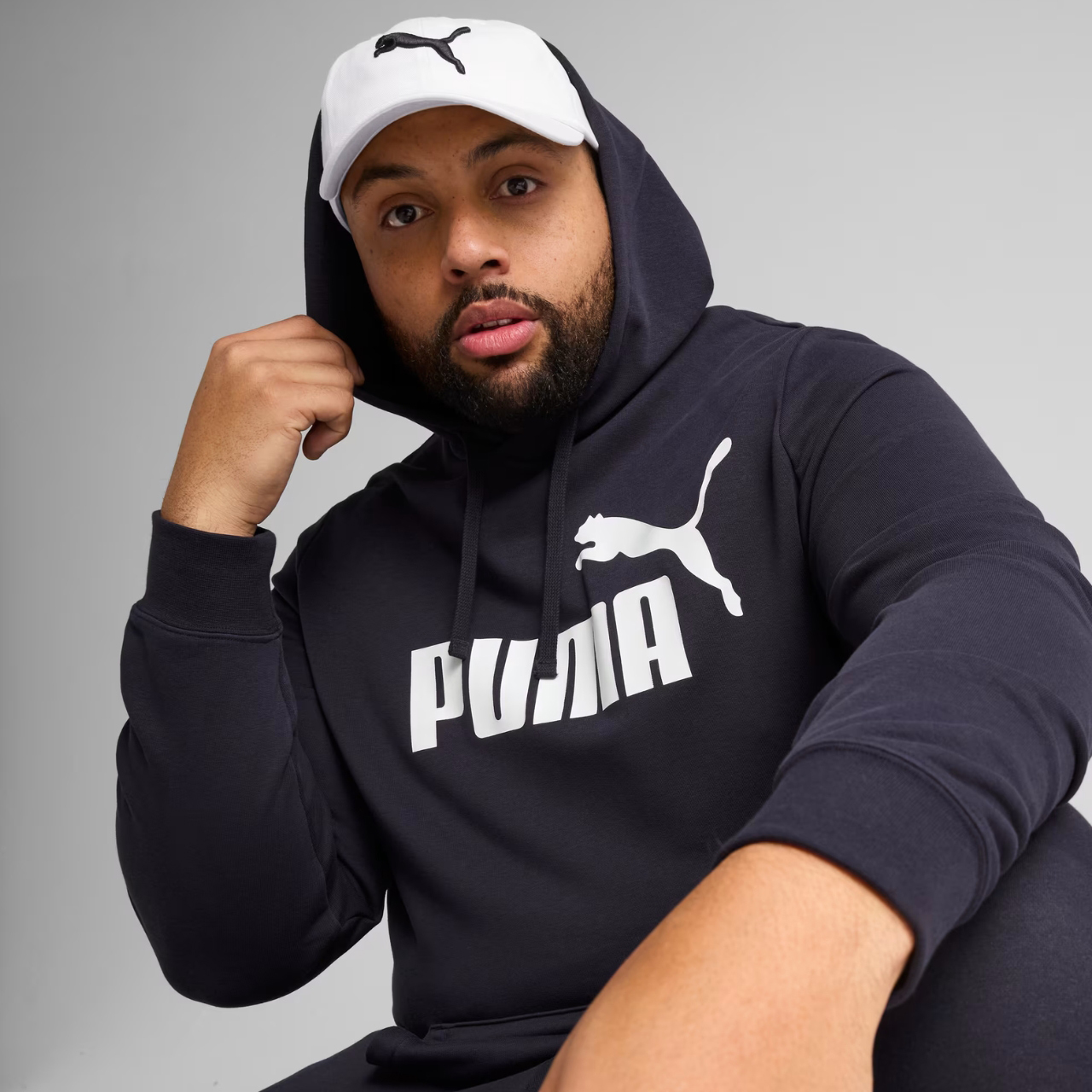 Bluza męska Puma ESS No.1 Logo Hoodie TR granatowa – ujęcie 4
