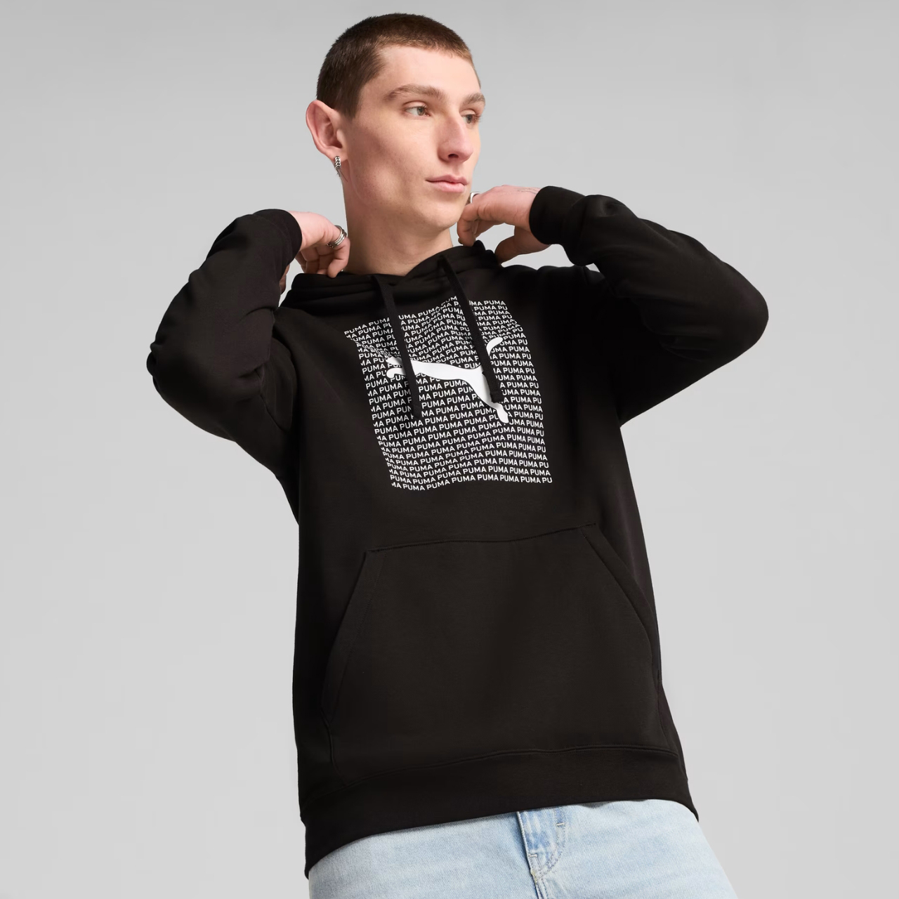 Bluza męska Puma Ess Logo Lab Hoodie FL czarna – ujęcie 3