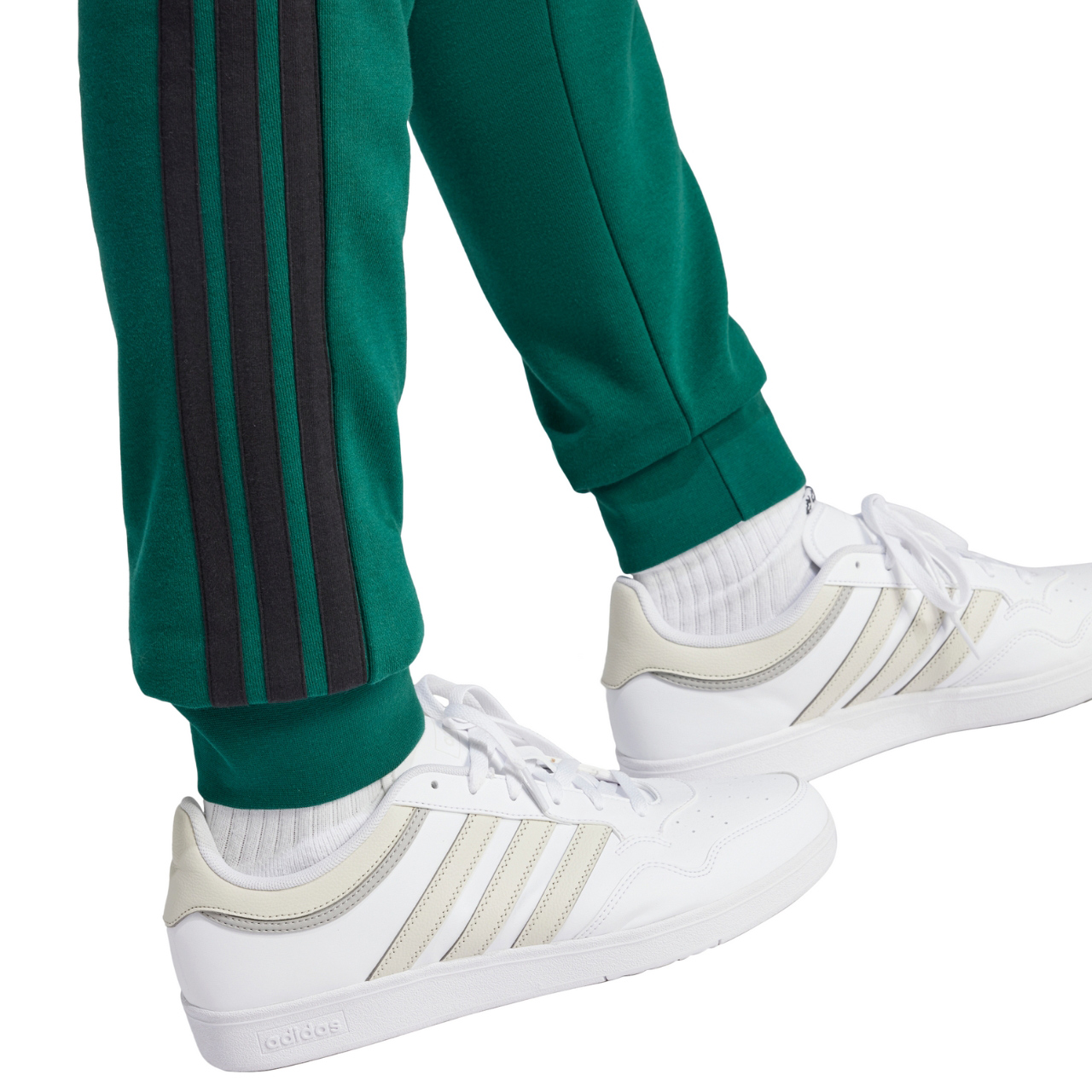 Spodnie męskie adidas Essential 3-Stripes French Terry zielone – ujęcie 6