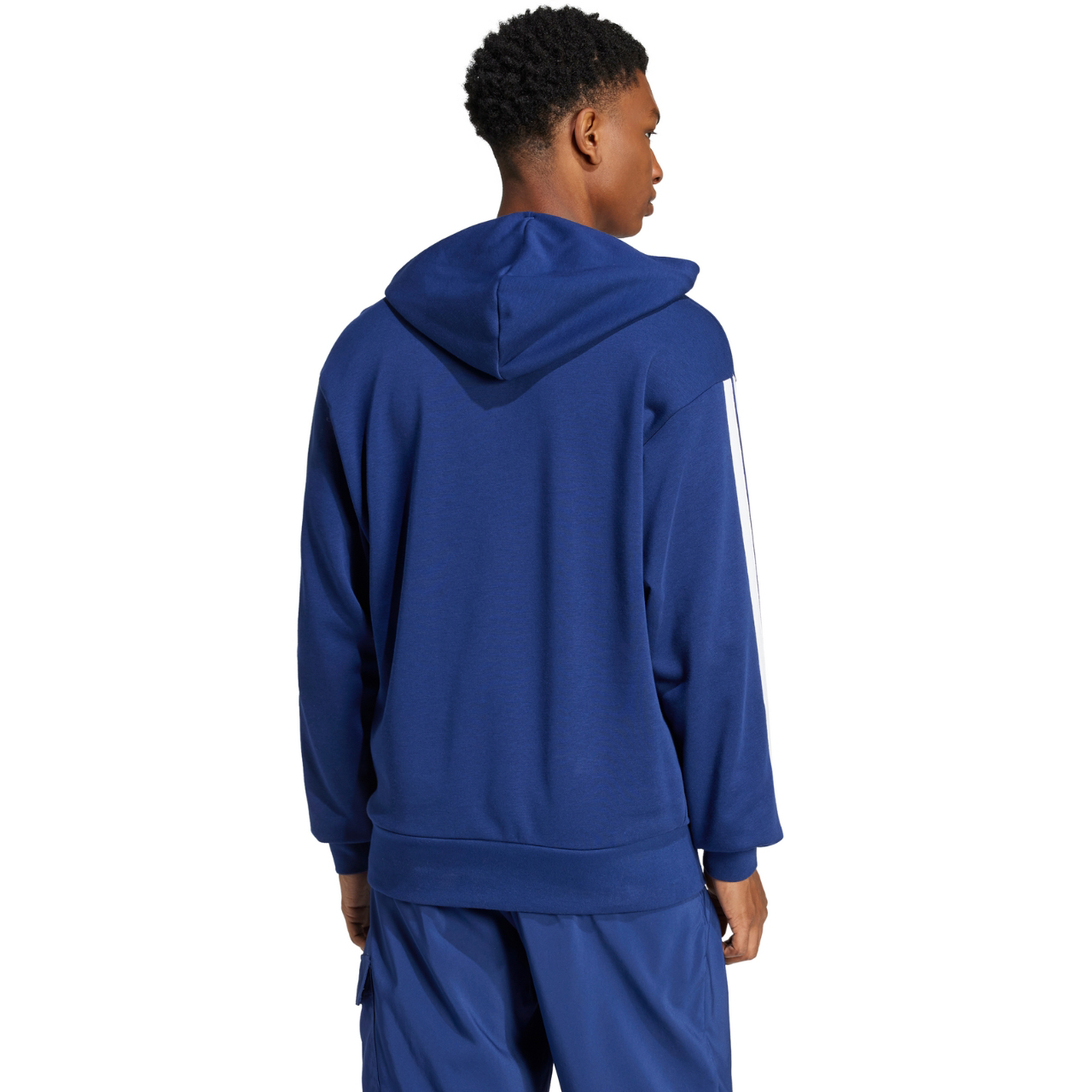 Bluza męska adidas Essentials 3-Stripes French Terry granatowa – ujęcie 3